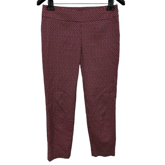 LOFT Marisa Pants 2 Blue Pink Geometric Print Slim Ankle Stretch Career - Picture 1 of 8